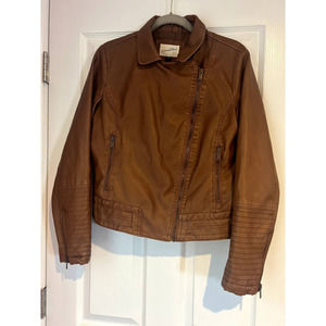 Universal Thread Brown Faux‎ Leather Jacket Women’s Size Medium